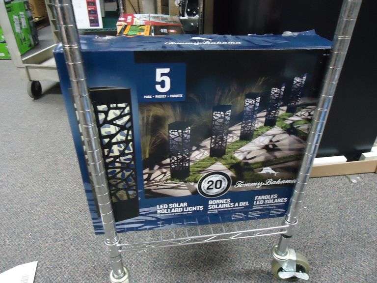 NEW! TOMMY BAHAMA 5-PACK OF LED SOLAR BOLLARD LIGHTS