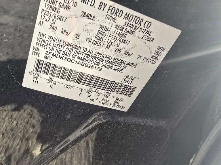 2010 CHEVY IMPALA VIN# 2FMDK3GC1ABB26179 HAS KEY HAS TITLE RUNS AN DRIVES