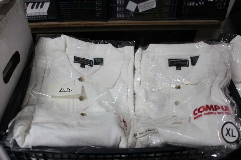COMPUSA LONG SLEEVE WHITE POLOS, SIZE XL