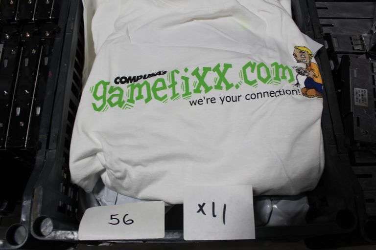 LOT OF ASSORTED COMPUSA "GAMEFIXX.COM" GRAPHIC T-SHIRTS IN ASSORTED SIZES