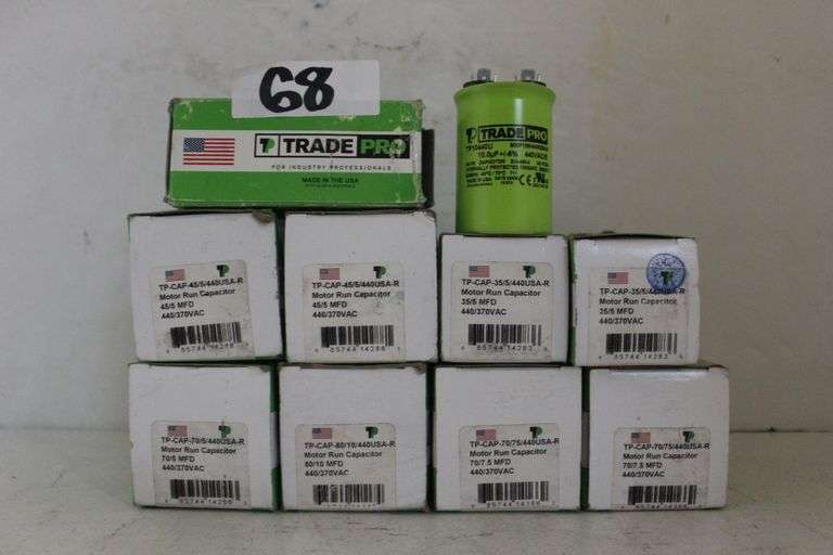 TRADE PRO MOTOR RUN CAPACITORS 440/370VAC INCLUDING 35/5MFD, 70/5MFD,  80/10MFD ECT