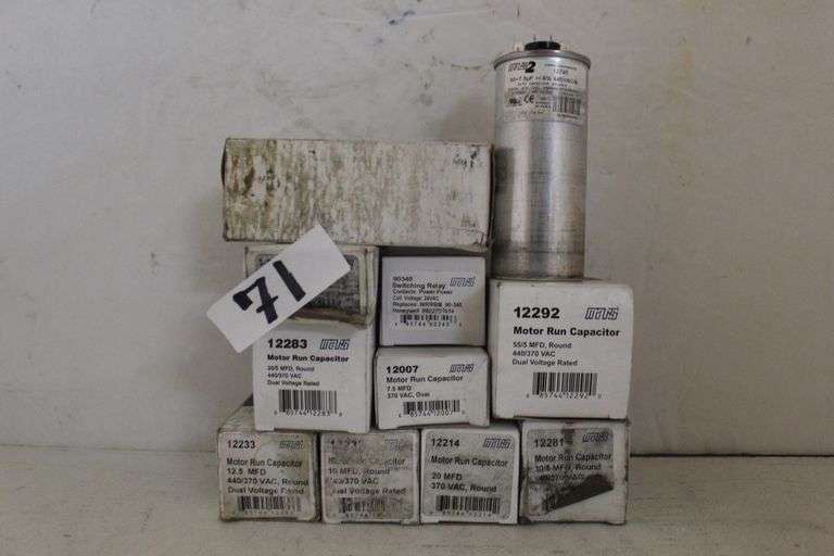 MARS MOTOR RUN CAPACITORS MOST ROUND, 440/370VAC, INCLUDING 12007, 12214, 12281, 12292, 90340 SWITCHING RELAY ECT