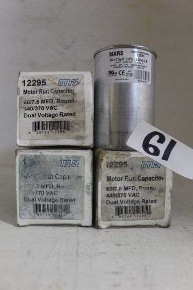 MARS 12295 MOTOR RUN CAPACITOR 60/7.5 MFD, ROUND, 440/370VAC DUAL VOLTAGE RATED
