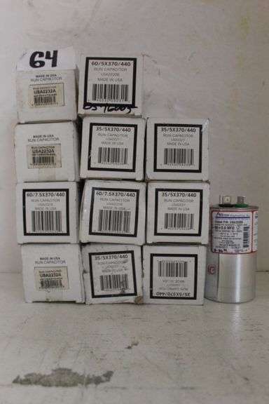 AMERICAN RADIONIC RUN CAPACITORS INCLUDING 60/5X370/440,  35/5X370/440,  60/7.5X370/440 ECT