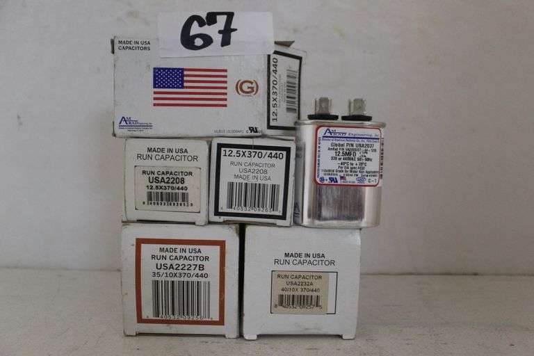 AMERICAN RADIONIC RUN CAPACITORS INCLUDING 40/10X370/440,  12.5/370/440,  35/10X370/440 ECT