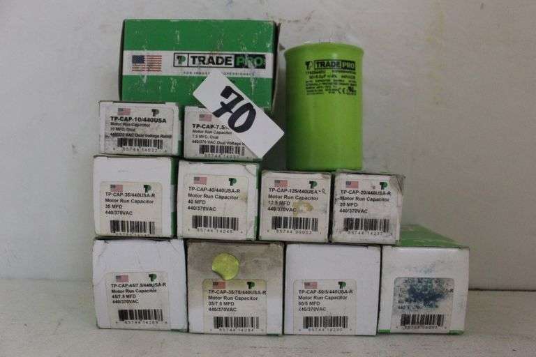 TRADE PRO MOTOR RUN CAPACITORS 440/370VAC INCLUDING 10MFD, 7.5MFD, 45/7.5MFD, 20MFD ECT