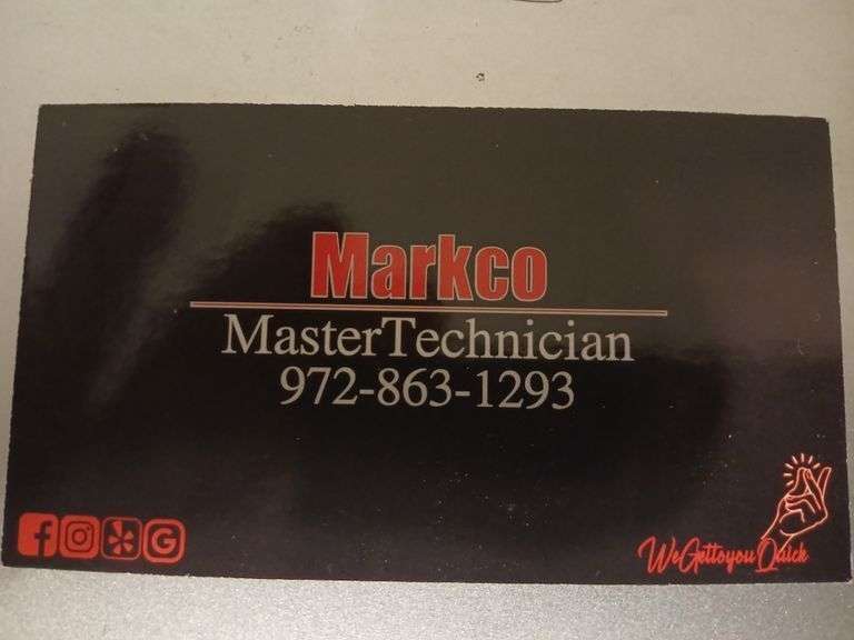 NEED A MOBILE MECHANIC GIVE MARKO A CALL (972)863-1293 MENTION YOU GOT HIS NUMBER FROM BIG BUBBAS AUCTION HOUSE