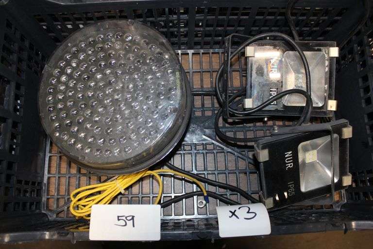 OUTDOOR WATERPROOF LED LIGHTING FIXTURES INCLUDING GE RM4-YCFB-43B-96GK ; AND NUR. IP65 SMALL FLOODLIGHT FL-10W-5600K