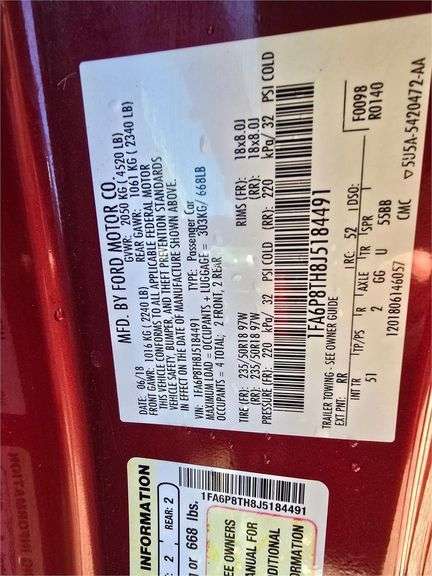 2018 FORD MUSTANG HAS KEY HAS TITLE RUNS&DRIVES (FRONTLINE)