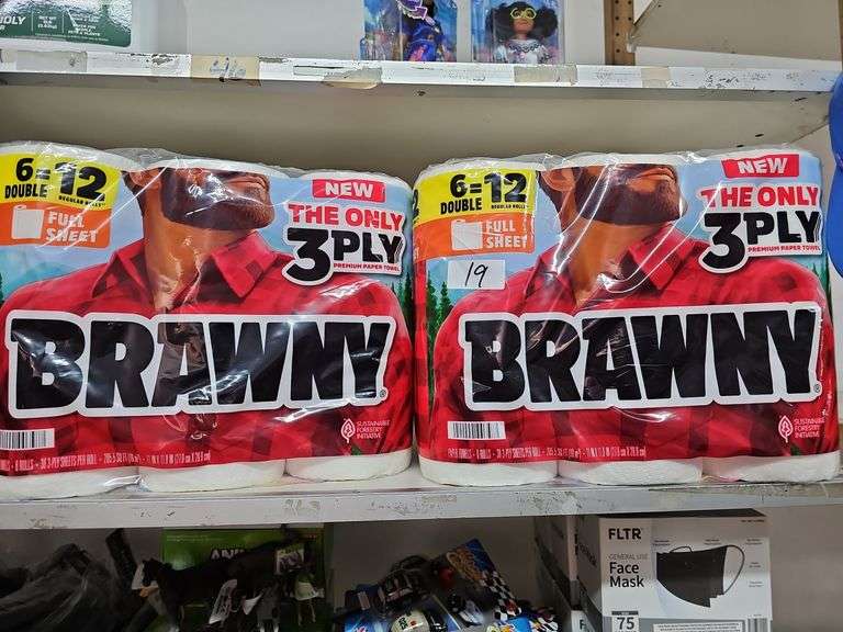 BRAWNY FULL SHEET PAPER TOWELS WITH 6 2-PLY ROLLS PER PACK, 266.4SQ. FT. TOTAL 11" x 10.2"