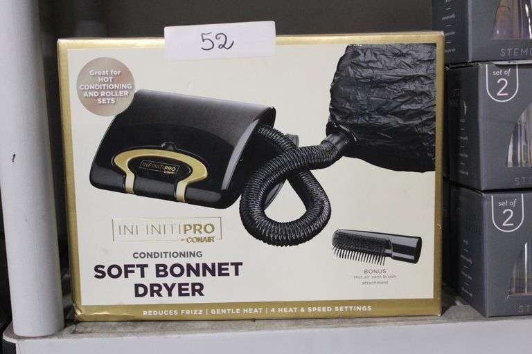 INFINITI PRO BY CONAIR CONDITIONING SOFT BONNET DRYER WITH HOT AIR VENT BRUSH ATTACHMENT