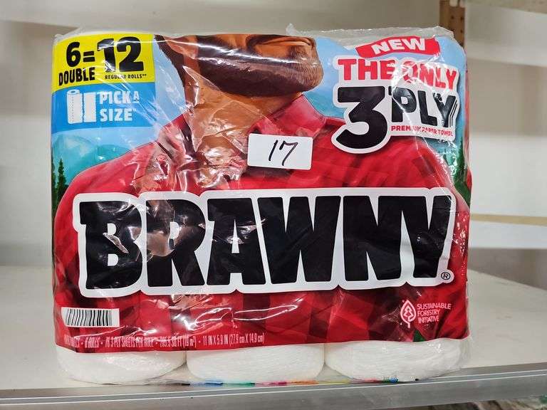 BRAWNY PICK-A-SIZE PAPER TOWELS WITH 6 3-PLY ROLLS PER PACK, 205.5SQ. FT. TOTAL 11" x 5.9"