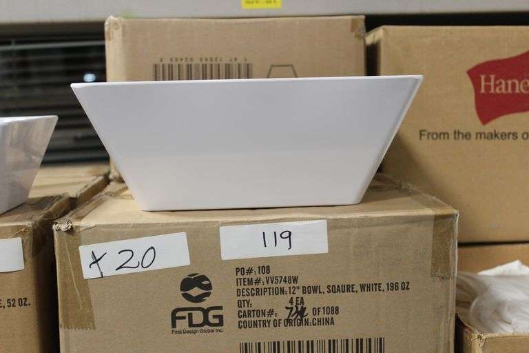 FDG 12" SQUARE WHITE BOWL 196OZ VV5748W