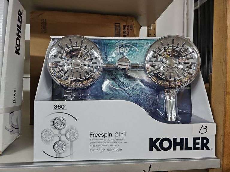 KOHLER FREESPIN 2-IN-1 MULTIFUNCTION SHOWER COMBO KIT WITH CHROME POLISH AND 360DEG. ROTATION R21117-G-CP / 1005-115-301