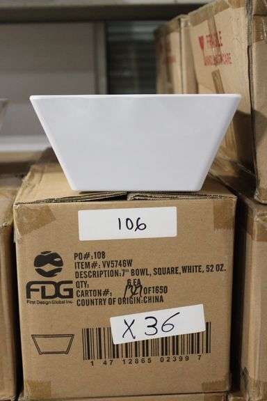 FDG 7" SQUARE WHITE BOWL 52OZ VV5746W