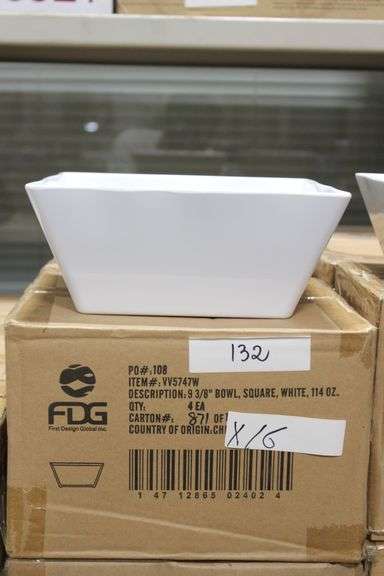 FDG 9-3/8" SQUARE WHITE BOWL 114OZ VV5747W