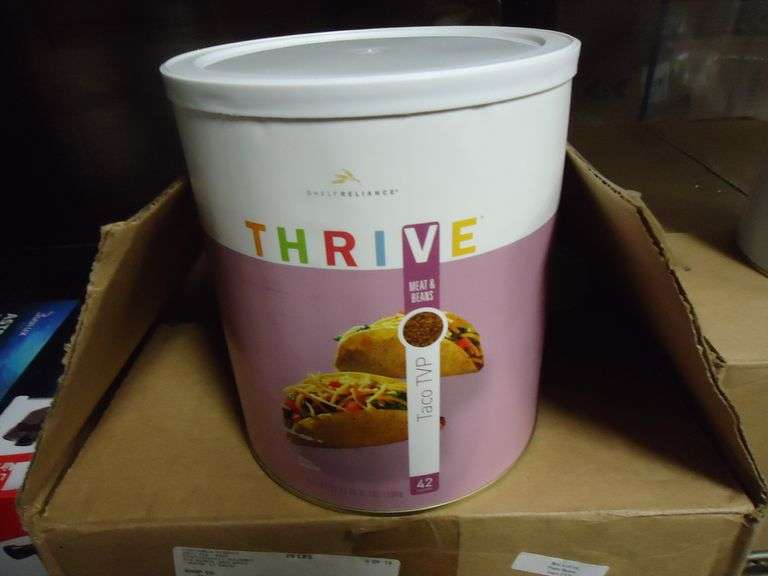 NEW! THRIVE DRIED TACO MEAT AND BEANS. 42 SERVINGS 53 OZ.