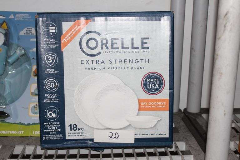 CORELLE EXTRA STRENGTH PREMIUM VITRELLE GLASS 18PC DINNERWARE SET