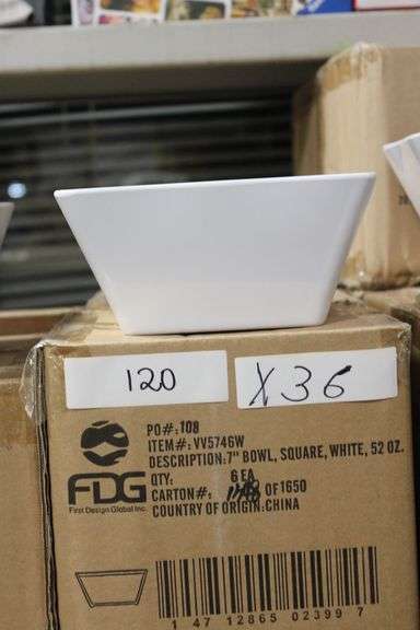 FDG 7" SQUARE WHITE BOWL 52OZ VV5746W
