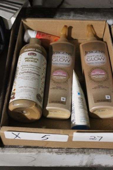BEAUTY GOODS SUCH AS JERGENS NATURAL GLOW ; FAMILY SIZE AFRICAN PRIDE MOISTURE MIRACLE CONDITIONER ECT