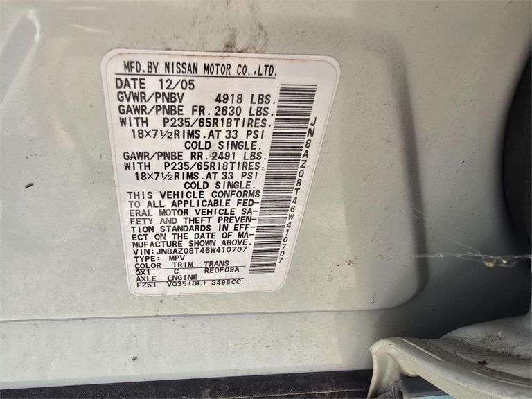 2006 NISSAN MURANO HAS KEY HAS TITLE RUNS&DRIVES (REPOSSESSION)