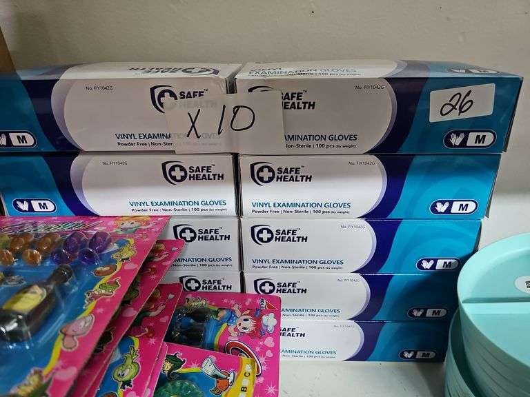 SAFE HEALTH VINYL EXAMINATION GLOVES POWDER FREE, NON-STERILE WITH 100 PCS PER BOX BY WEIGHT SIZE MEDIUM FIY1042G CLEAR