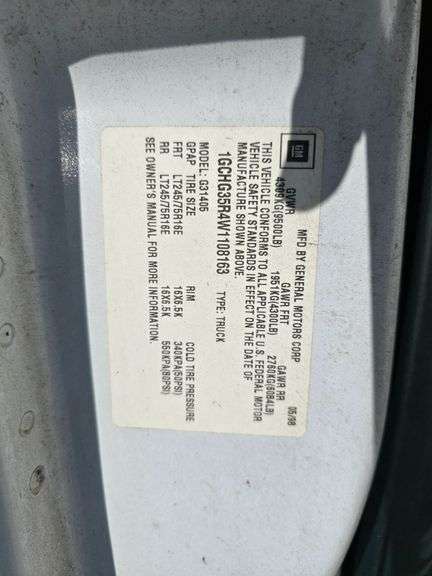 1998 CHEVY EXPRESS NO KEY HAS TITLE (REPOSSESSION)