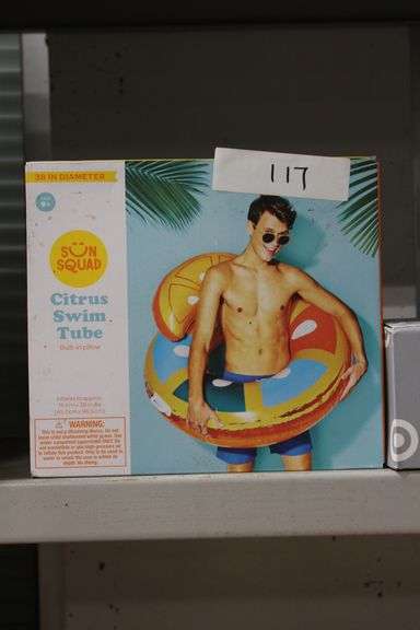 SUN SQUAD CITRUS SWIM TUBE WITH BUILT IN PILLOW 18"x38"