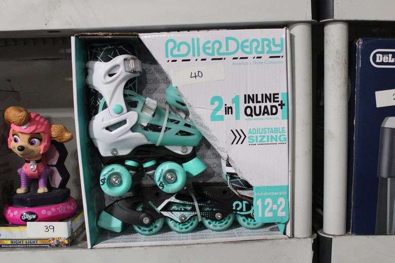 ROLLER DERBY 2-IN-1 INLINE QUAD INTERCHANGEABLE YOUTH SKATES FOR GIRLS 12-2