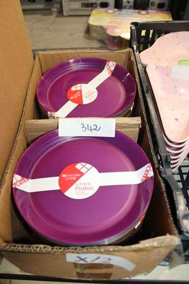 Brand new Everyday Living 6 pack Plates (7.25 in in diameter), each pack contains 6 plates and comes in assorted colors, lot contains 11 sets