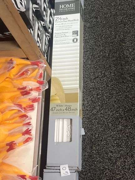 HOME DECORATORS COLLECTION 2.5" PREMIUM FAUX WOOD BLINDS 47" X 48" WHITE COLOR, CAN BE CUSTOM CUT, 1001-503-000