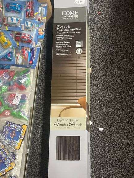 HOME DECORATORS COLLECTION 2.5" PREMIUM FAUX WOOD BLINDS 23" X 64" PERSIANS PREMIUM ESPRESSO COLOR