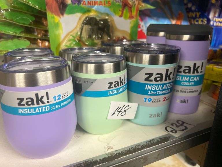 ZAK INSULATED TUMBLERS INCLUDING 11.5OZ & 12OZ ; AND SLIM CAN COOLERS VARIOUS COLORS
