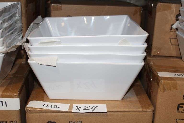 Brand new 9 3/8" Square Bowl 114 oz capacity white color, lot sold by the bowl
