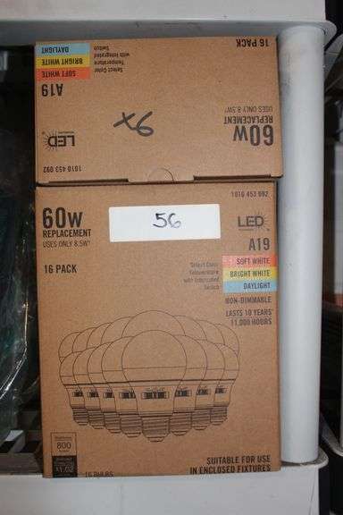 Brand new LED Technology 60 Watt Replacement A19 16 count Lightbulb pack, non-dimmable, able to select colors, lot sold in light bulb packs