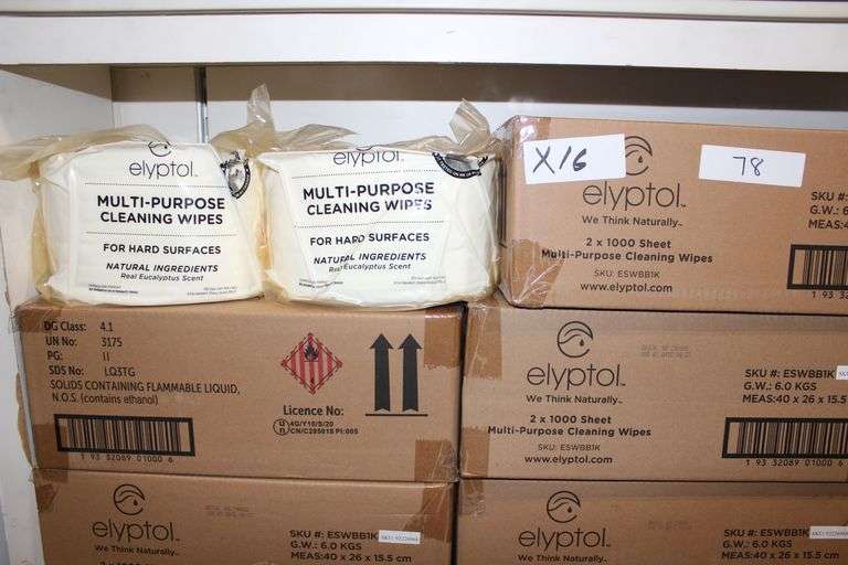 Elyptol Eswbb1K Multi-Purpose Cleaning Wipes For Hard Surfaces With Real Eucalyptus Scent 1000 Sheets Each Approx 5.5"Sq