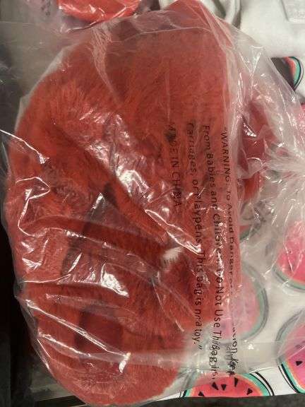 CAT & JACK ORANGE/RED BROOKLYN FUZZY SLIP ON SHOES SIZE L 4/5 NEW WITH TAGS