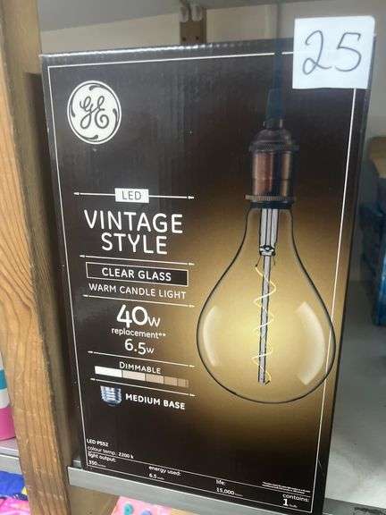 GE VINTAGE STYLE CLEAR GLASS WARM MODERN LIGHT 6.5W DIMMABLE MEDIUM BASE LED LARGE LIGHT BULB