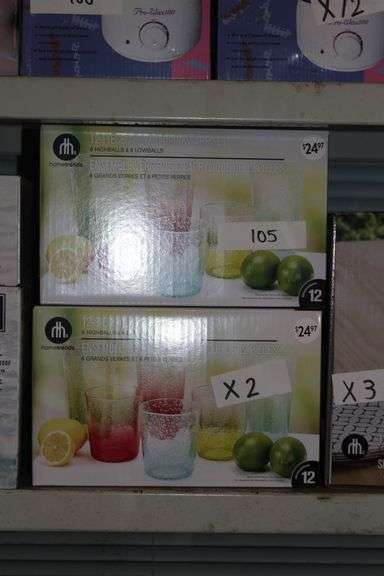 Brand new HomeTrends 12-piece acrylic drinkware set, includes 6 highballs & 6 lowballs, retails at $25