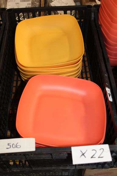 Brand new Mainstays Square Dinner Bowl Dishwasher Safe BPA Free Melon Juice and Sunray Yellow Colors