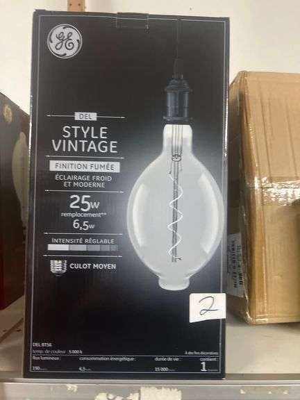 GE VINTAGE STYLE SMOKE FINISH COOL MODERN LIGHT 6.5W DIMMABLE MEDIUM BASE LED LARGE LIGHT BULB
