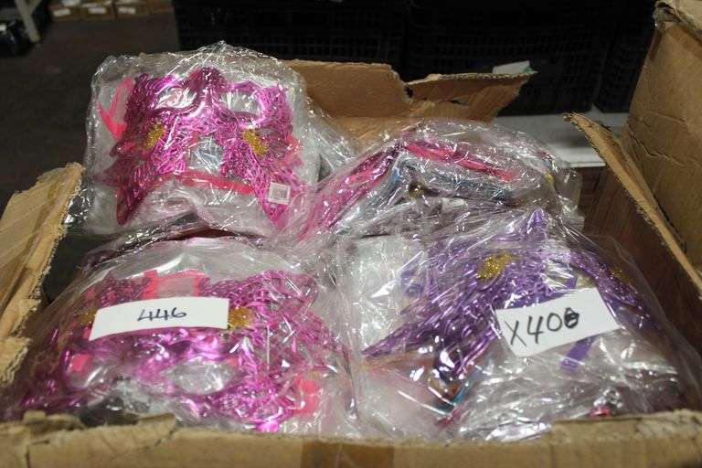 Lot of assorted brand new mardi gras themed masks, lot sold per dozen pack
