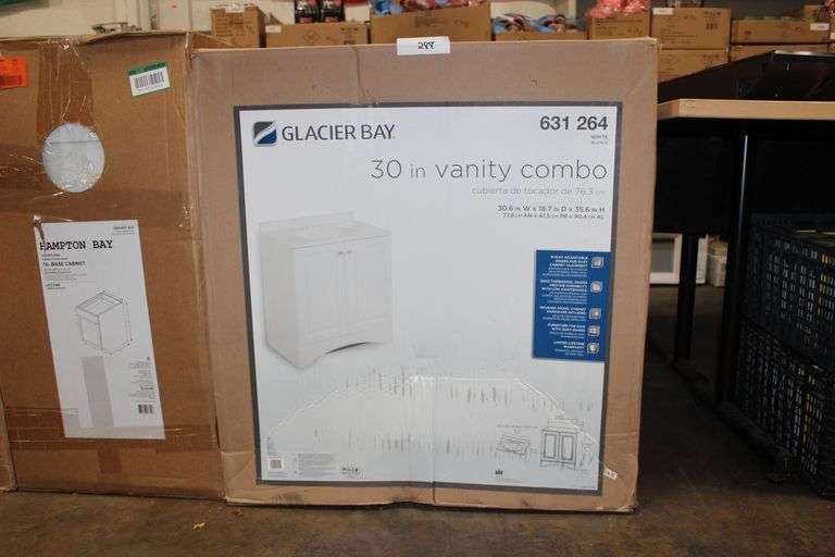 Glacier Bay 30 in Vanity Combo White color, Part Number 631264, dims are 30.6 w x 18.7 in d x 35.6 in H
