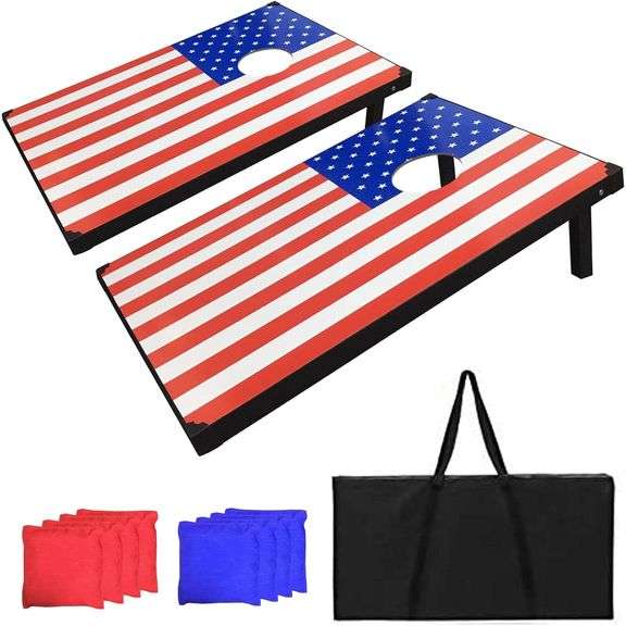 NEW! AMERICAN FLAG CORN HOLE SET