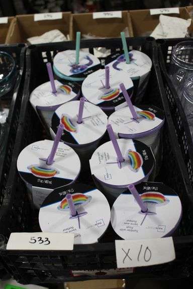 Brand new Mainstays Tumbler with Float, 17 oz cups, with cloud and mermaid designs