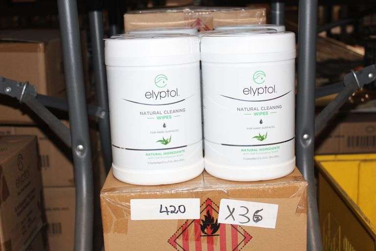 Brand new Elyptol Natural Cleansing Sanitizing Wipes, Eucalyptus Scent, Each container contains 75 Wipes
