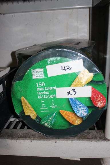 Brand new LED Technology 60 Watt Replacement A19 16 count Lightbulb pack, non-dimmable, able to select colors, lot sold in light bulb packs and Home Accents Holiday 150 Multi-Colored Faceted C6 LED Lights