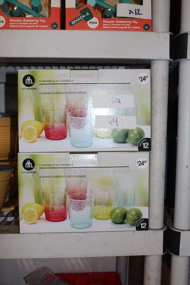 Brand new HomeTrends 12-piece acrylic drinkware set, includes 6 highballs & 6 lowballs, retails at $25