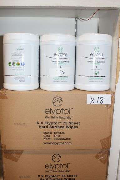 Elyptol Eswl75 Natural Cleaning Wipes For Hard Surfaces With Real Eucalyptus Scent 75 Wipes Per Container Each 5.5"X15.7"