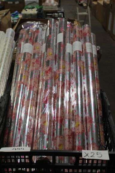 assorted brand new wrapping paper, 30" x 100" girl printed roll